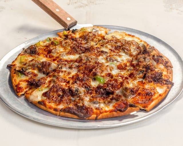 14" Philly Cheese Steak Pizza.